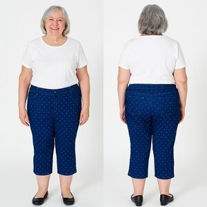 Denim Moves Stretch Pull-On Polkadot Jean Capris Size XL